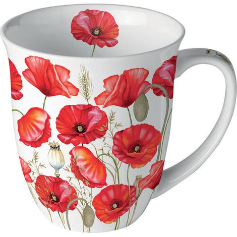 Mug coquelicots en porcelaine fine 400 ml