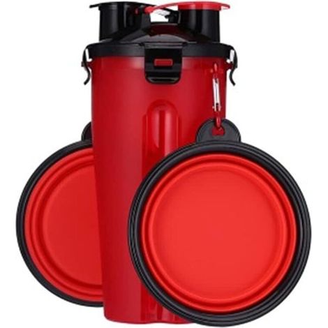 Borraccia portatile 2 in 1 per animali domestici con 2 ciotole pieghevoli (1/5)
