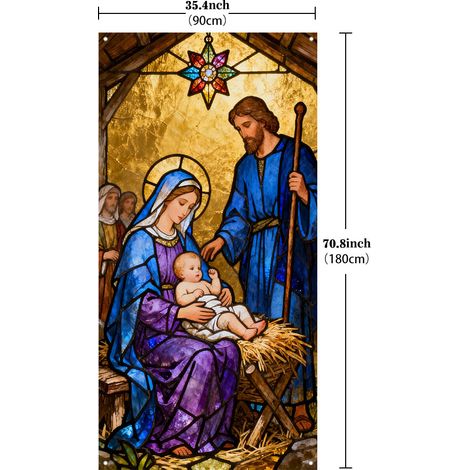 Décorations de Noël 2025 : accessoires, toile de fond, décoration de cour extérieure, rideau/suspension de porte - 90 x 180 cm - Lot de 10