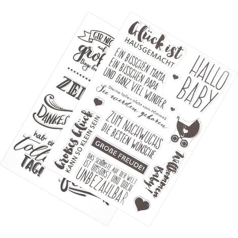 Transparent Silikon Stempel Satz mit Vintage Textmotiven 2 (1/5)