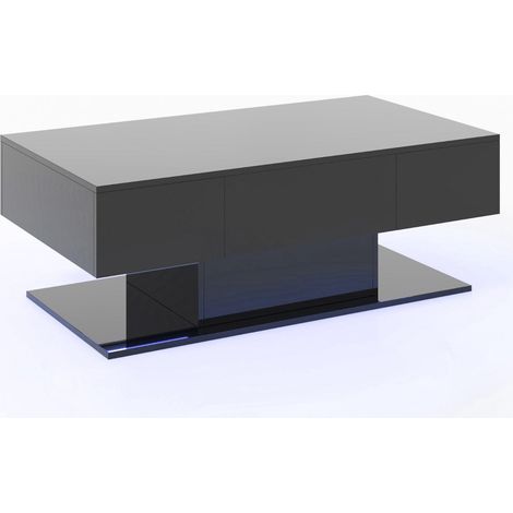 Mesa auxiliar rectangular 110 x 60 x 40 cm ambiente acogedor 2 niveles práctico almacenaje estilo contemporáneo MDF negro 200013879