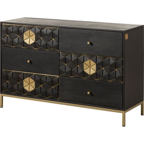 Buffet en bois de Manguier 122x40x77 gris huilé DIAMOND 109 (1/4)
