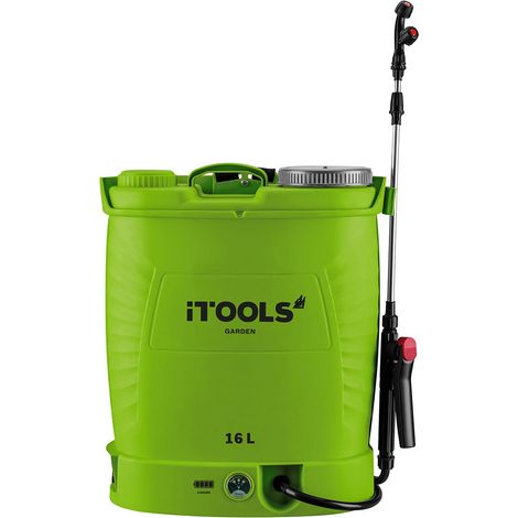 Pulvérisateur électrique à batterie 16L 12V 8Ah – Pression 6 bar – Débit 3.1 L/min – Lance inox pour surfaces agricoles et jardins – Itools