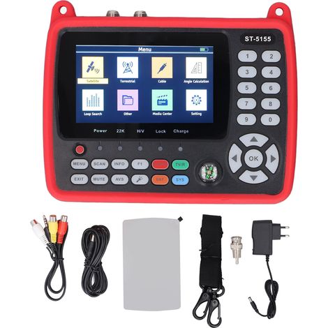 Détecteur de satellites pour DVB-S, S2T, T2C, H.264 et H.265 : mesureur de signal haute définition portable 10 bits (1/5)