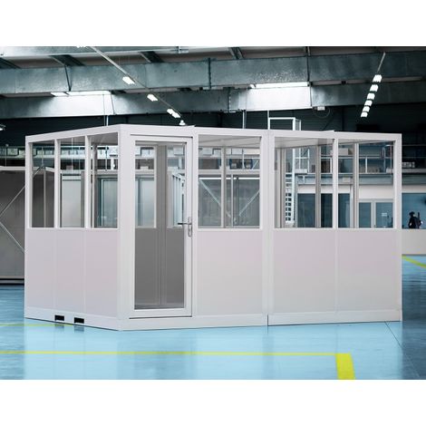 PROVOST - Cabine d'atelier palettisable en aluminium gris - Bureau industriel isolé et mobile