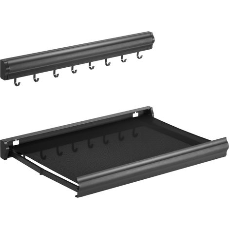 Todeco Wandtrockner Klappbar Unsichtbar mit Netzablage & 8 Haken, Badezimmer Regal Organizer, Ausziehbarer Wandwäscheständer, Hakenleiste (1/5)