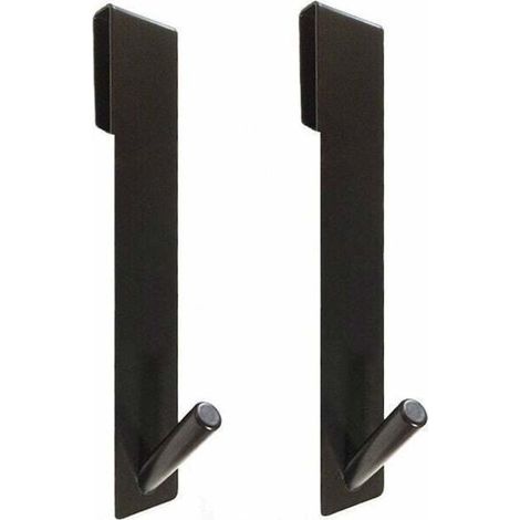 Black bathroom hooks, set of 2, no drilling required, stainless steel, suitable for towels and bathrobes. (1/5)