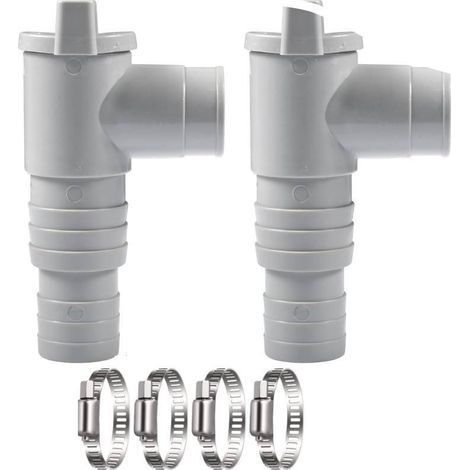 Vanne d'arrêt de piscine 2 pièces, vanne d'arrêt 32 mm, robinet de piscine 32 mm avec 4 colliers de serrage, pièces de piscine à piston, accessoires d'entretien de piscine (1/5)