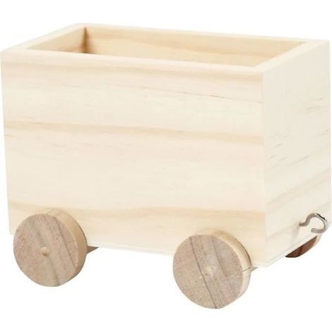 Wagon en bois - 9,5 x 8 x 6,5 cm - Bois massif - Décoration chambre enfant - Utilisation intérieure