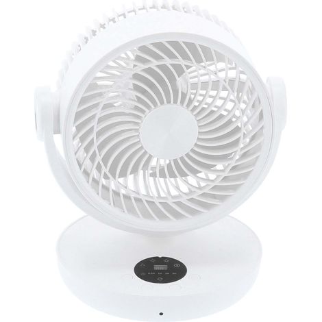 Ventilateur électrique avec télécommande, réglage de la tension, affichage LED numérique et chargement USB (blanc)