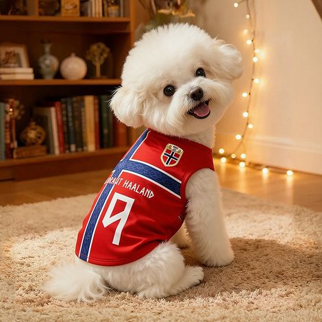 Chemises pour chiens Norvège Accueil N°9 HAALAND Vêtements élastiques imprimés pour chiens Chemise pour chien Vêtements de football N°9 (1/4)