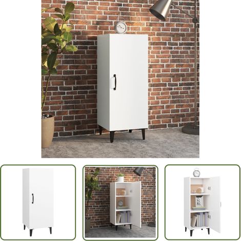 The Living Store Buffet Blanc 34,5x34x90 cm Bois d'ingénierie - Buffet - Meuble De Rangement - Commode - Mobilier Blanc - Meuble Salon (1/5)