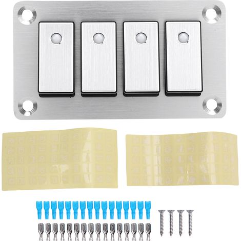 Ortviai Tableau de 4 Interrupteurs à Basculer en Aluminium avec Rétroéclairage Bleu pour Camping-car, Camion, Bateau et SUV (1/5)