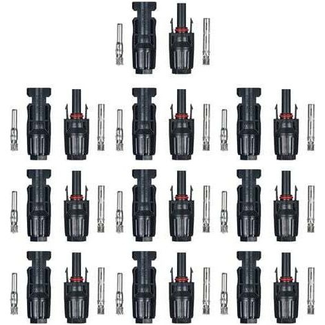 10 Paires / 20 Paires De Connecteurs De Cable De Panneau Solaire Male/Femelle Pour Systeme Pv, 10 Paires Sans Cle (1/5)