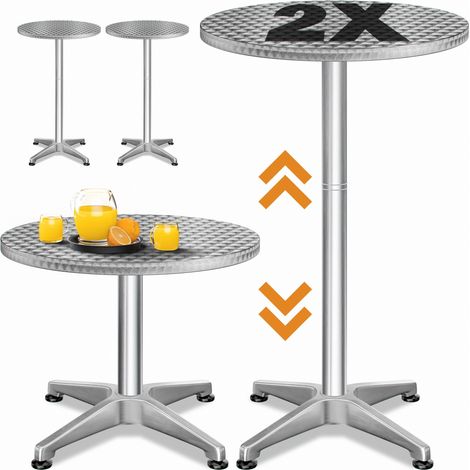 Casaria – Set de 2 tables de bar mange debout ronde ⌀ 60 cm – Hauteur réglable 70/115 cm – Aluminium résistant aux intempéries - CM 2 EN (1/5)
