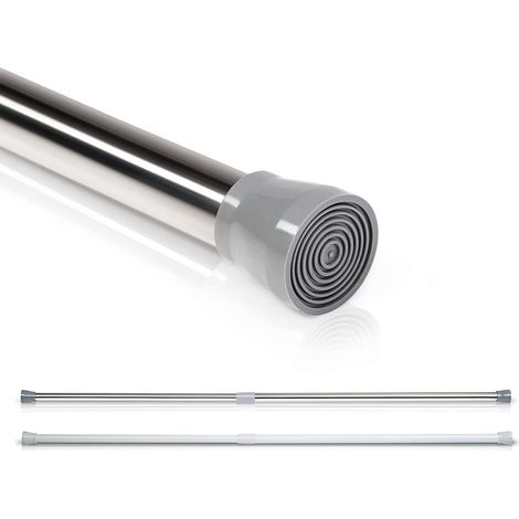 Tringle Télescopique - 1 Pièce - Acier et Caoutchouc - Extensible sans Perçage - Pour Salle de Bain et Dressing - Réglable (1/5)