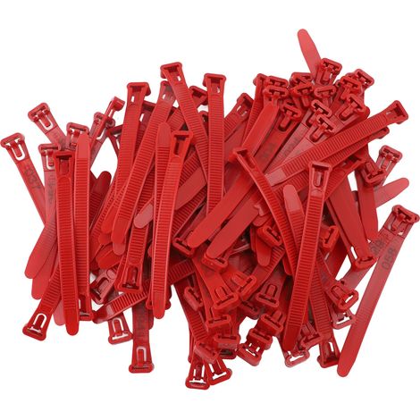 100 étiquettes d'identification numérotées, ajustables et inaltérables pour pattes de poulet, canard et oie (rouge). (1/5)