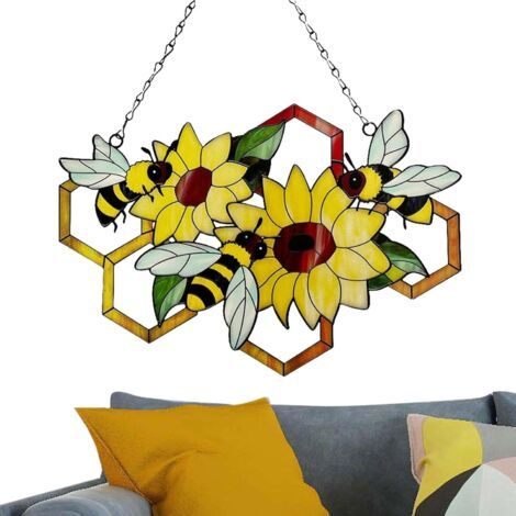 royaluxe-Attrape-rêves en forme d'abeille, outil de décoration de couleurs vives pour fenêtres, balcons, murs et jardins (1/5)