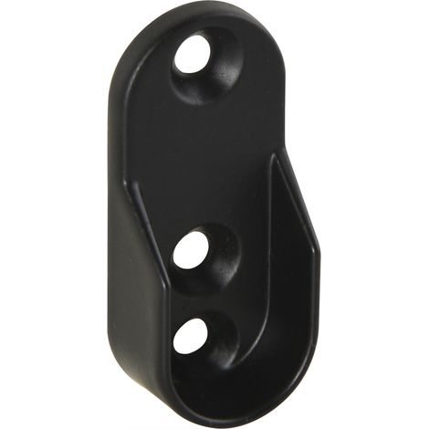 Schrankrohrlager Oval 1 für Schrankrohr, 3 Schraublöcher, Zink schwarz (1/2)