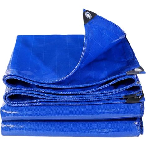 CCYKXAWaterproof Tarpaulin 200x200cm with Eyelets, UV-Resistant, Coated on Both Sides, for Trailers, Vans, Boats, Gardens, Wood, Hay, Blue (1/5)