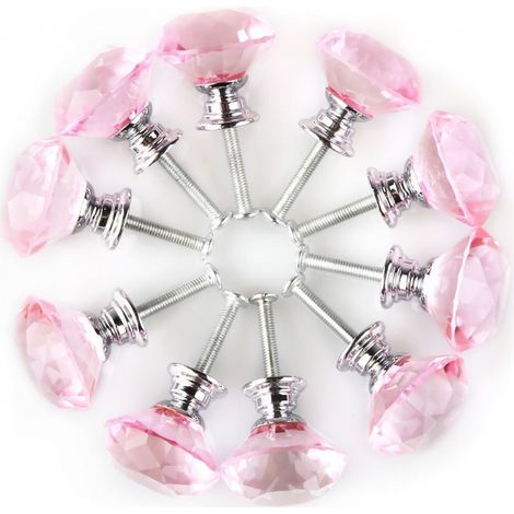 10 Boutons Cristal Clair 30mm Rose N (1/4)