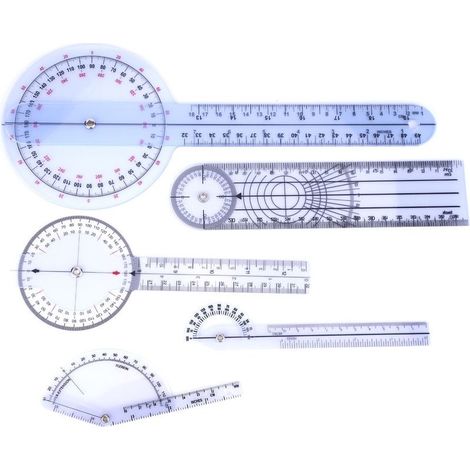 Rule pharmaceutique angle of rapporteur of 360 \u200b\u200bdegres, goniometre of the column vertebrale, 5 pieces, 6/8/10 inches (set 1) (1/5)
