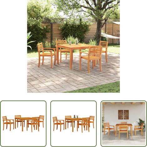 Garten Tisch - Garten Essgruppe 5 pcs Braun Massivholz Akazie (1/5)