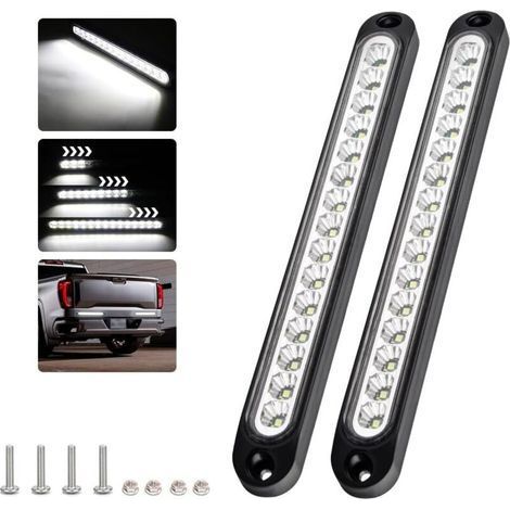 pair (blanc)2 pièces barre de feux de freinage 15 Led, 12-24V barre d'éclairage arrière étanche pour feux de jour dynamiques pour voiture, suv, rv, camion, remorque (1/5)