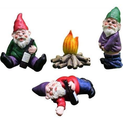 4-Piece Garden Gnome Set, Miniature Garden Gnome, Garden Gnome, Humorous Decoration, Mini Garden Statue (1/5)