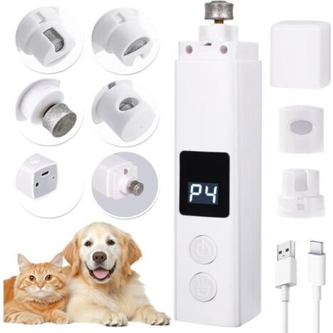 Lime à ongles pour chien. coupe-ongles électrique rechargeable pour animaux de compagnie avec lumières LED. silencieuse. pour chiens et chats de grande. moyenne et petite taille. (1/5)
