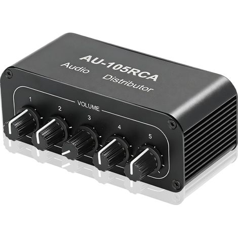 5 Voies Bidirectionnel L/R Commutateur Audio Stéréo, Mini Préamplificateur pour Haut-Parleurs Actifs et Enceintes (1/5)