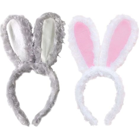 Serre-Tete Oreilles De Lapin - Peluche Douce - Pour Fete De Paques Et Seances Photo - Lot De 2 (1/5)
