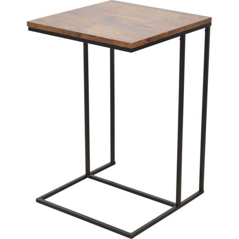 Table d'appoint porte fleurs intemporelle cadre en acier plateau en plastique noir/marron TABA05122 (1/3)