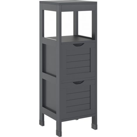 Midischrank Vilda, Grau, 30 x 89 cm mit 2 Schubkästen, Vicco