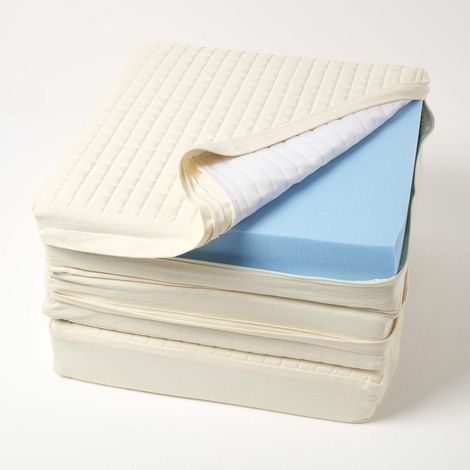 HOMESCAPES Housse de coussin en coton pour coussin pour canapé 3 places, Beige (1/5)