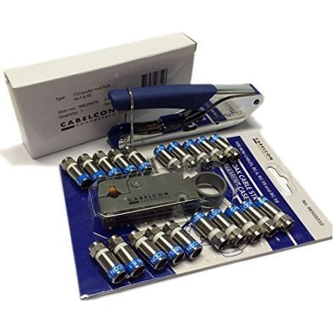 Set comprenant pince de compression Pocket Tool + cordon Stripper + 20 connecteurs de compression F