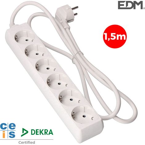 Base Multipla 6 Prese t/tl 10/16A Schuko 1,5m 3x1,5mm EDM