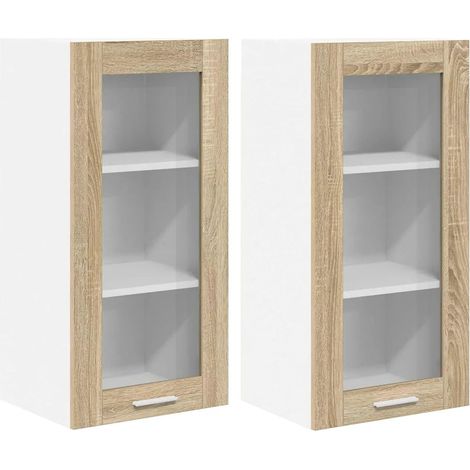 Set di 2 armadietti pensili moderni spazio di archiviazione 40 x 31 x 80 cm in legno ingegnerizzato rovere sonoma 020053342