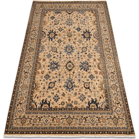 Teppich Wolle KESHAN Franse, orientalisch klassisch 7521/53555 beige / dunkelblau beige 200x290 cm