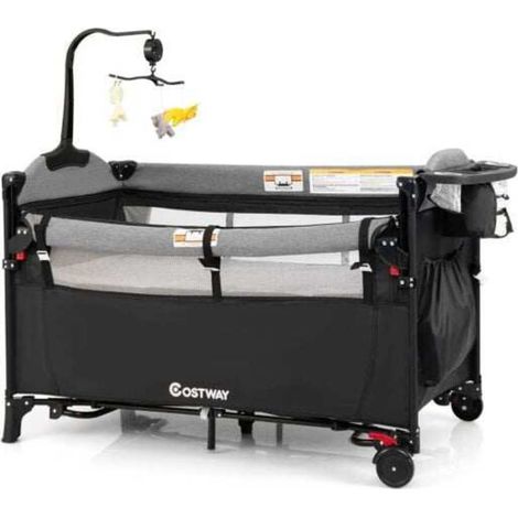À la maison ou en déplacement, lit bébé 5 en 1 avec cododo, table à langer et pliage compact (1/5)
