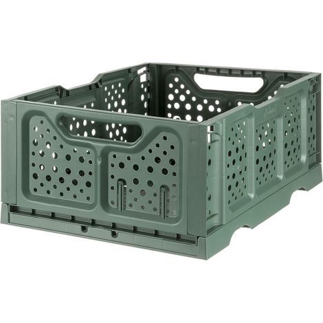 Caissette pliable en plastique - Vert - L 40 x l 30 x H 15 cm - Livraison gratuite (1/5)