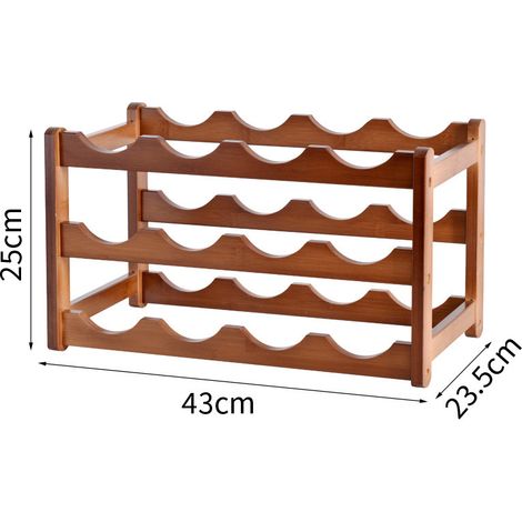 Porte-bouteilles décoratif en bois massif, petit présentoir à vin de bureau, présentoir à vin léger et luxueux pour salon (trois niveaux, douze bouteilles) (1/5)