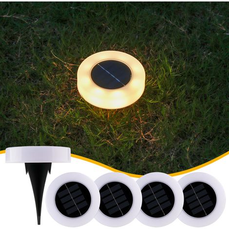 4 luces solares para exteriores para césped - iluminación LED empotrada en el suelo para caminos - iluminación para balcones - iluminación para jardines - iluminación para patios (1/3)