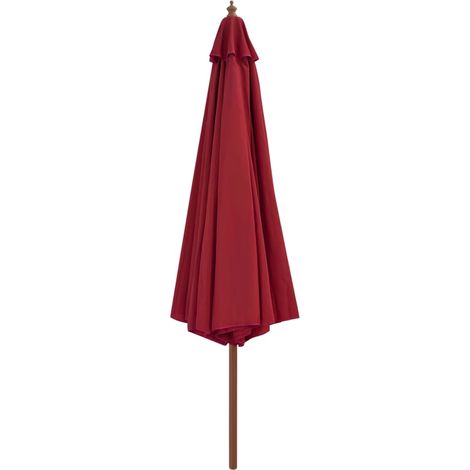 INLIFE Parasol avec mât en bois 350 cm Bordeaux (1/4)