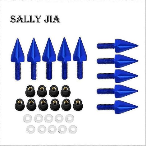 Lot de 10 vis à tête creuse universelles M5 pour pare-brise de motos de route, cruisers, choppers, café racers, bobbers old school - Bleu (1/5)