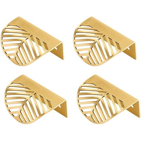 4pcs Forme des Feuilles Cabinet Pulls Laiton Doré Poignées De Meubles De Cuisine Porte De Cuivre Tirettes De Tiroir