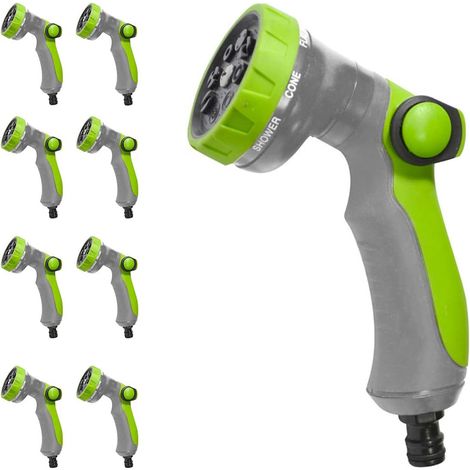 Set Irrigazione Pistola 8 Getti Regolabili Con Innesto Tubo E Rubinetto E 2 Raccordi (1/4)