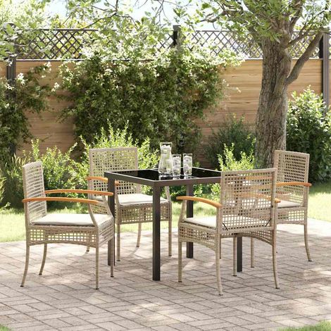 Ensemble de salle à manger pour jardin 5 pcs-Salon de jardin Beige et Noir (1/5)
