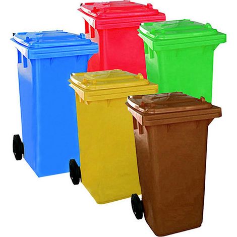 Bidone Quadro Nettezza Urbana Con Ruote Lt.120 - cm.57x47,5x95h. - verde