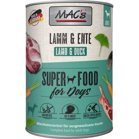 Macs Dog Hundenassfutter Adult getreidefrei 400 g Lamm & Ente Nassfutter Hunde
